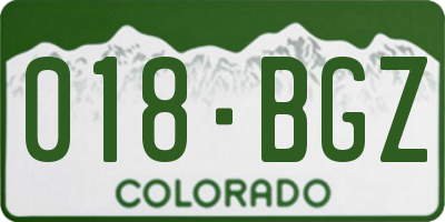 CO license plate 018BGZ