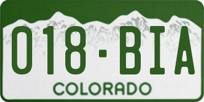 CO license plate 018BIA