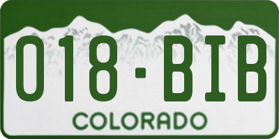 CO license plate 018BIB