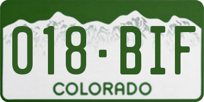 CO license plate 018BIF