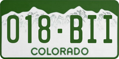 CO license plate 018BII