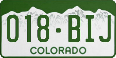 CO license plate 018BIJ