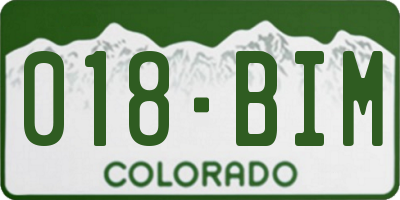 CO license plate 018BIM