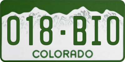 CO license plate 018BIO