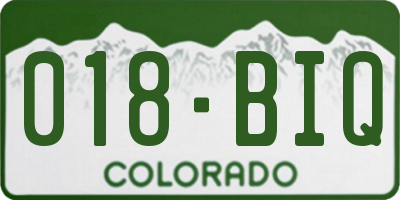CO license plate 018BIQ