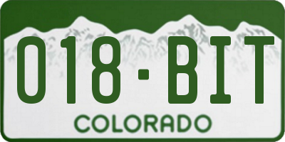 CO license plate 018BIT