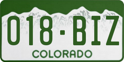 CO license plate 018BIZ