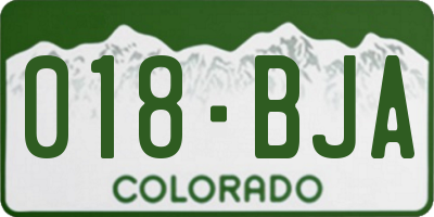 CO license plate 018BJA