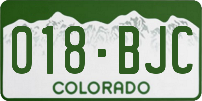 CO license plate 018BJC