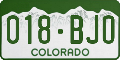 CO license plate 018BJO