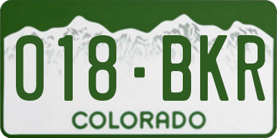 CO license plate 018BKR