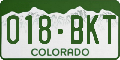 CO license plate 018BKT