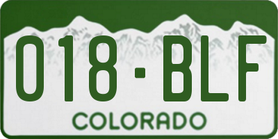 CO license plate 018BLF