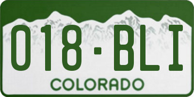 CO license plate 018BLI