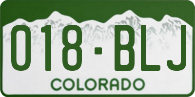 CO license plate 018BLJ