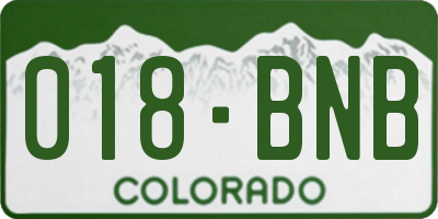 CO license plate 018BNB
