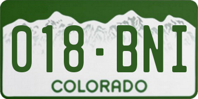 CO license plate 018BNI