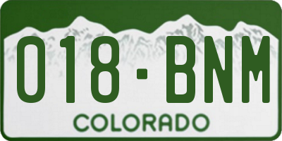 CO license plate 018BNM