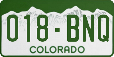 CO license plate 018BNQ