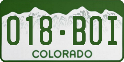 CO license plate 018BOI
