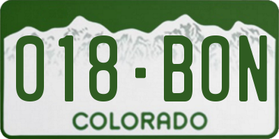 CO license plate 018BON