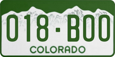 CO license plate 018BOO