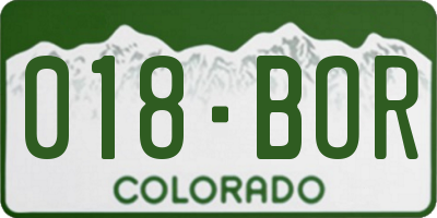 CO license plate 018BOR
