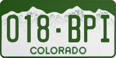 CO license plate 018BPI