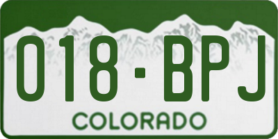 CO license plate 018BPJ