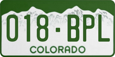 CO license plate 018BPL