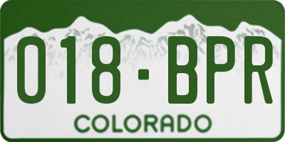 CO license plate 018BPR