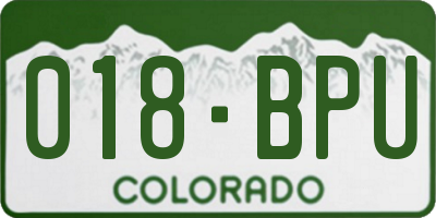 CO license plate 018BPU