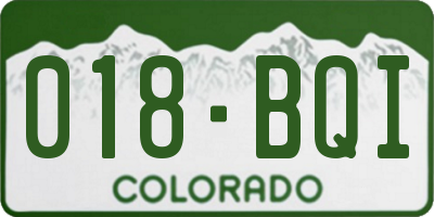 CO license plate 018BQI