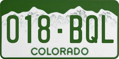 CO license plate 018BQL