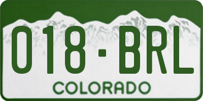 CO license plate 018BRL