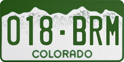 CO license plate 018BRM