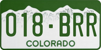 CO license plate 018BRR