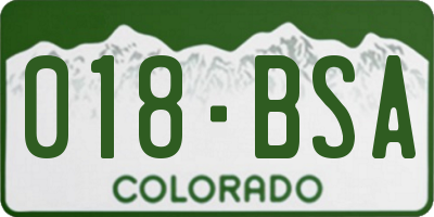 CO license plate 018BSA