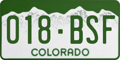 CO license plate 018BSF