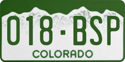CO license plate 018BSP