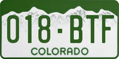 CO license plate 018BTF
