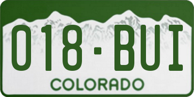 CO license plate 018BUI