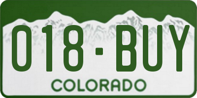 CO license plate 018BUY