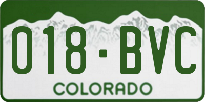 CO license plate 018BVC