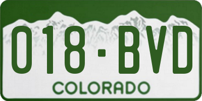 CO license plate 018BVD