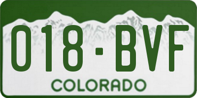 CO license plate 018BVF