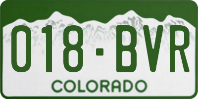 CO license plate 018BVR