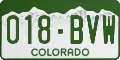 CO license plate 018BVW