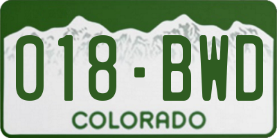 CO license plate 018BWD