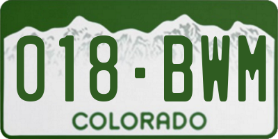 CO license plate 018BWM